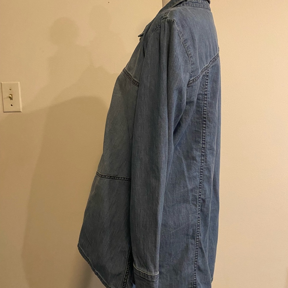 Lisa Bayne Denim Oversized Denim Shirt Women's Top size Medium - Picture 5 of 10